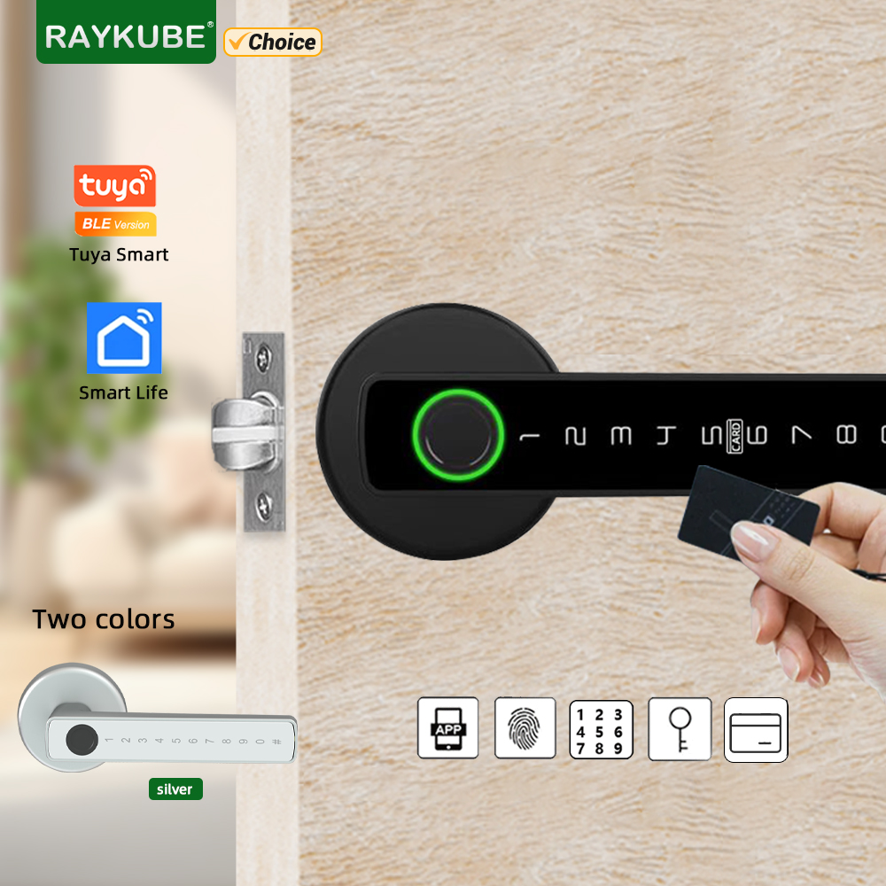 Smart Home Keyestudio - RAYKUBE M5 Tuya BLE สมาร์ทลายนิ้วมือประตูล็อคดิจิตอลล็อคอิเล็กทรอนิกส์ด้วยรหัสผ่าน/คีย์/IC Card/