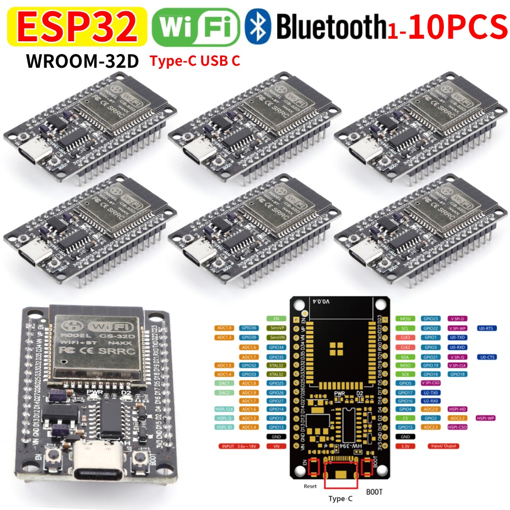 Smart Home Wiz - บอร์ดพัฒนาโมดูล WiFi + บลูทูธ ESP32 WROOM-32D
