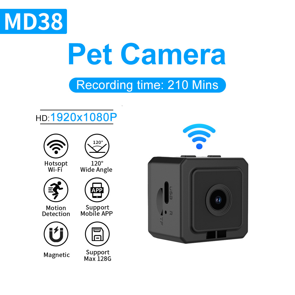 Smart Home Kamera - กล้องวงจรปิดอัจฉริยะขนาดเล็ก กล้องดิจิตอลสำหรับสัตว์เลี้ยง บันทึกภาพ วิดีโอ เสียง กล้องวิดีโอบล็อกสำหรับสุนัขและแมว