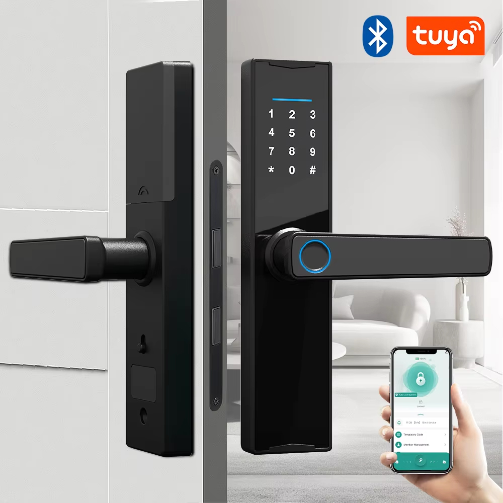 Smart Home Keyestudio - รองรับบลูทูธแอพทูย่าสมาร์ทล็อคประตูดิจิตอลล็อคอิเล็กทรอนิกส์สมาร์ทโฮมล็อคประตูไม้ลายนิ้วมือไบโอเมตริกซ์
