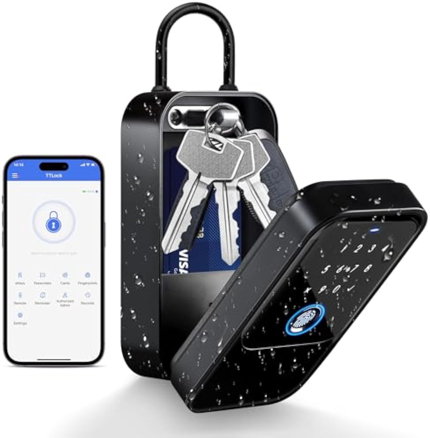 Smart Home Keyestudio - Ttlock กล่องล็อคกุญแจอัจฉริยะกล่องกุญแจบ้านไร้สายกล่องกุญแจอิเล็กทรอนิกส์รหัสดิจิตอลบลูทูธตู้นิรภัยเก็บกุญแจสำหรับโฮสต์