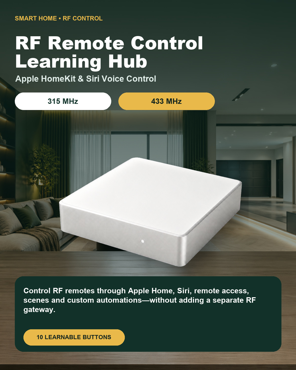Smart Home Hub Samsung - ฮับควบคุมระยะไกล RF 315/433MHz, ตัวควบคุมระบบบ้านอัจฉริยะ 10 ปุ่ม