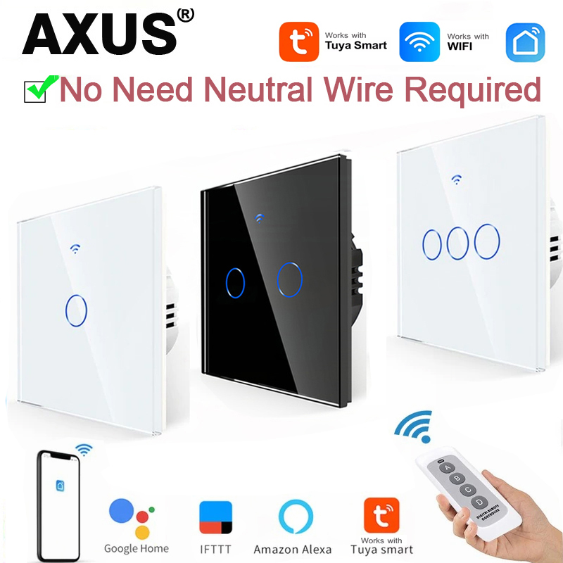 Smart Home Wiz - AXUS EU WiFi สวิตช์ไฟอัจฉริยะไม่มีสายไฟแบบเป็นกลาง สวิตช์สัมผัส RF433