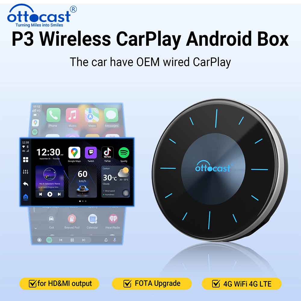 Smart Home Tv - OTTOCAST P3 OttoAibox CarPlay AIกล่องไร้สายAndroid Autoสมาร์ททีวีกล่องอุปกรณ์เสริมสําหรับBenz