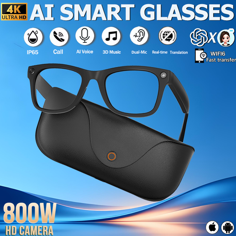 Smart Home Ai - แว่นตาอัจฉริยะหนังแท้ปี 2026 พร้อมเคสชาร์จ 2000 มิลลิแอมป์ กล้อง
