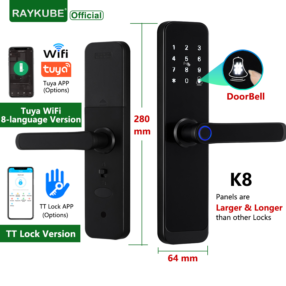 Smart Home Keyestudio - RAYKUBE K8 สมาร์ทประตูล็อค TTlock บลูทูธ/Tuya Wifi