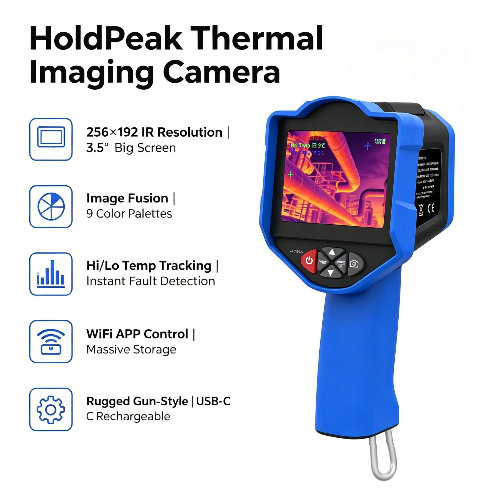 Smart Home Hvac - กล้องถ่ายภาพความร้อน HoldPeak 256x192 IR 50mK NETD