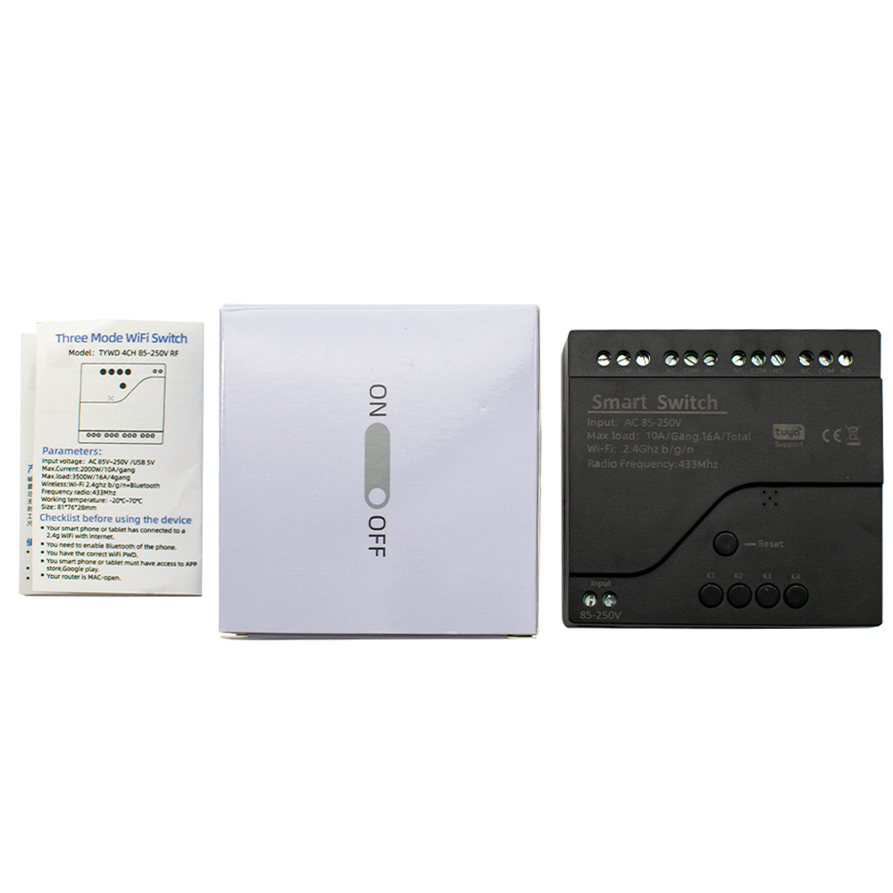 สีดําสไตล์ Tuya 4CH Wifi Smart - Smart Home Utilities บทวิจารณ์และราคา